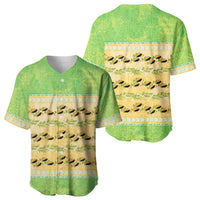 Hawaii Humuhumu Fish Maile Pikake Lei Baseball Jersey Tribal Tapa Green Version