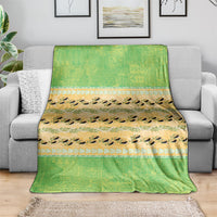 Hawaii Humuhumu Fish Maile Pikake Lei Blanket Tribal Tapa Green Version