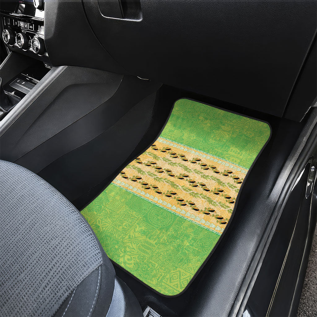 Hawaii Humuhumu Fish Maile Pikake Lei Car Mats Tribal Tapa Green Version