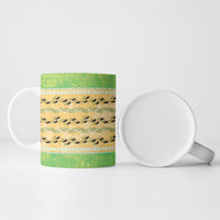 Hawaii Humuhumu Fish Maile Pikake Lei Ceramic Mug Tribal Tapa Green Version
