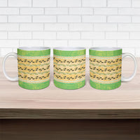 Hawaii Humuhumu Fish Maile Pikake Lei Ceramic Mug Tribal Tapa Green Version