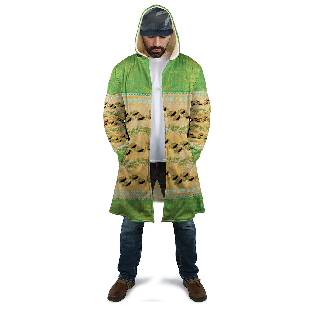 Hawaii Humuhumu Fish Maile Pikake Lei Cloak Tribal Tapa Green Version