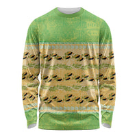 Hawaii Humuhumu Fish Maile Pikake Lei Long Sleeve Shirt Tribal Tapa Green Version