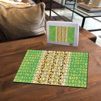 Hawaii Humuhumu Fish Maile Pikake Lei Puzzle Tribal Tapa Green Version