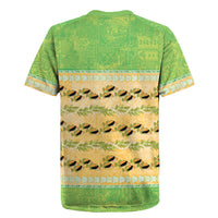 Hawaii Humuhumu Fish Maile Pikake Lei Rugby Jersey Tribal Tapa Green Version