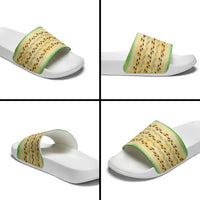 Hawaii Humuhumu Fish Maile Pikake Lei Slide Sandals Tribal Tapa Green Version