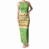 Hawaii Humuhumu Fish Maile Pikake Lei Tank Maxi Dress Tribal Tapa Green Version