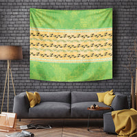 Hawaii Humuhumu Fish Maile Pikake Lei Tapestry Tribal Tapa Green Version