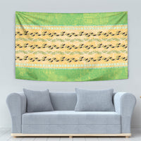 Hawaii Humuhumu Fish Maile Pikake Lei Tapestry Tribal Tapa Green Version
