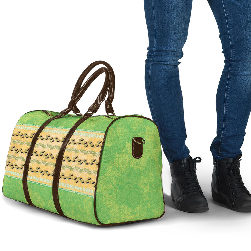 Hawaii Humuhumu Fish Maile Pikake Lei Travel Bag Tribal Tapa Green Version