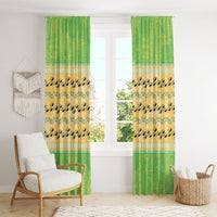 Hawaii Humuhumu Fish Maile Pikake Lei Window Curtain Tribal Tapa Green Version