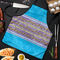 Hawaii Humuhumu Fish Maile Pikake Lei Apron Tribal Tapa Blue Version