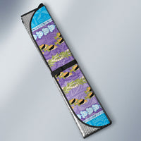Hawaii Humuhumu Fish Maile Pikake Lei Auto Sun Shade Tribal Tapa Blue Version