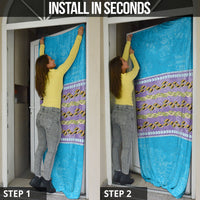 Hawaii Humuhumu Fish Maile Pikake Lei Door Cover Tribal Tapa Blue Version