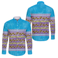 Hawaii Humuhumu Fish Maile Pikake Lei Family Matching Mermaid Dress and Hawaiian Shirt Tribal Tapa Blue Version