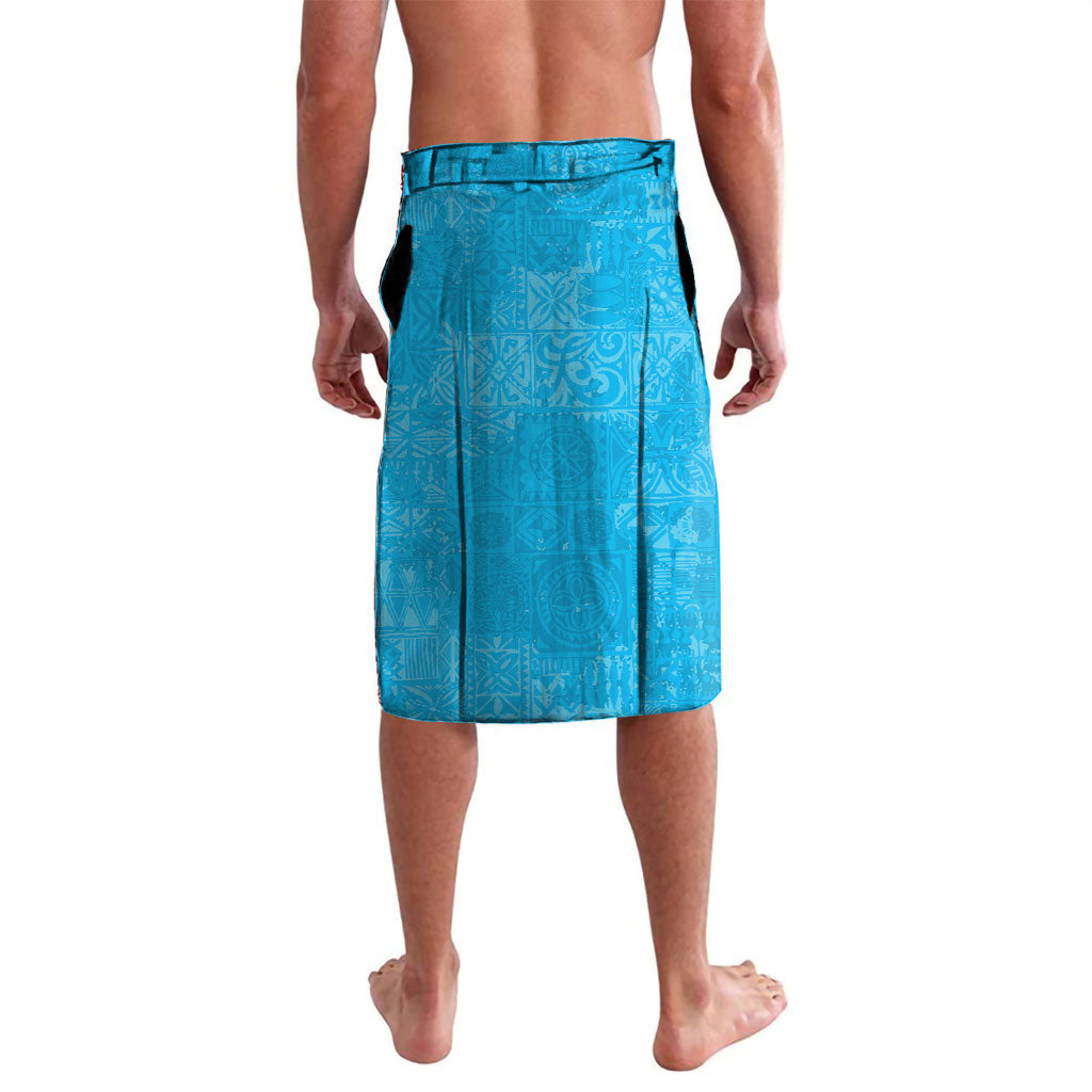 Hawaii Humuhumu Fish Maile Pikake Lei Lavalava Tribal Tapa Blue Version