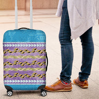 Hawaii Humuhumu Fish Maile Pikake Lei Luggage Cover Tribal Tapa Blue Version
