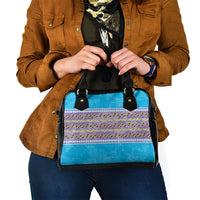 Hawaii Humuhumu Fish Maile Pikake Lei Shoulder Handbag Tribal Tapa Blue Version