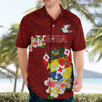 Personalized Tonga Hawaiian Shirt Coat Of Arms Plumeria With Ngatu Pattern LT05 - Polynesian Pride