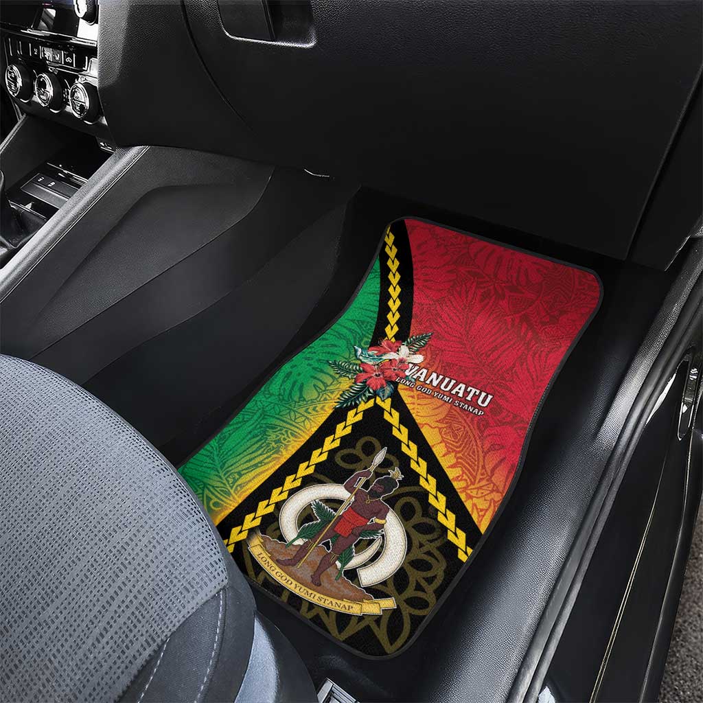 Happy Vanuatu Constitution Day Car Mats Flag Style With Sand Drawing Pattern