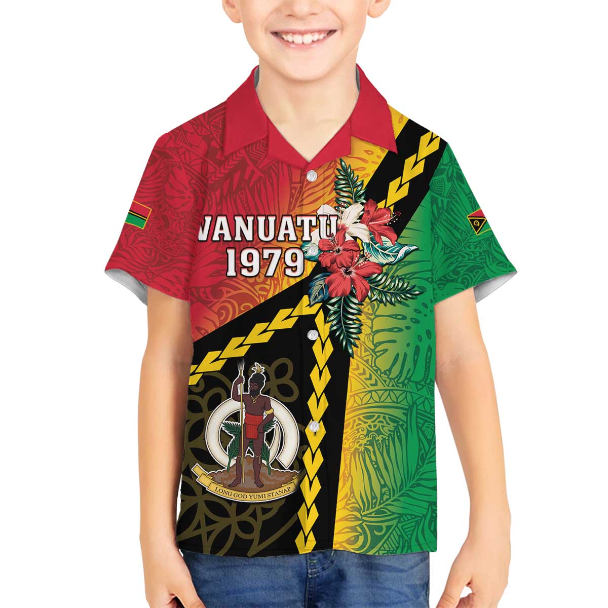 Happy Vanuatu Constitution Day Family Matching Puletasi and Hawaiian Shirt Flag Style With Sand Drawing Pattern