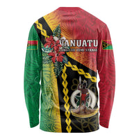 Happy Vanuatu Constitution Day Long Sleeve Shirt Flag Style With Sand Drawing Pattern