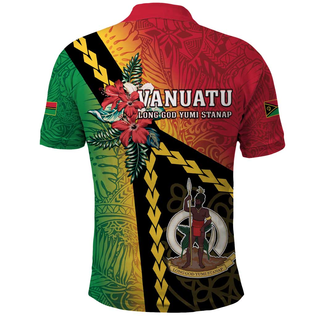 Happy Vanuatu Constitution Day Polo Shirt Flag Style With Sand Drawing Pattern