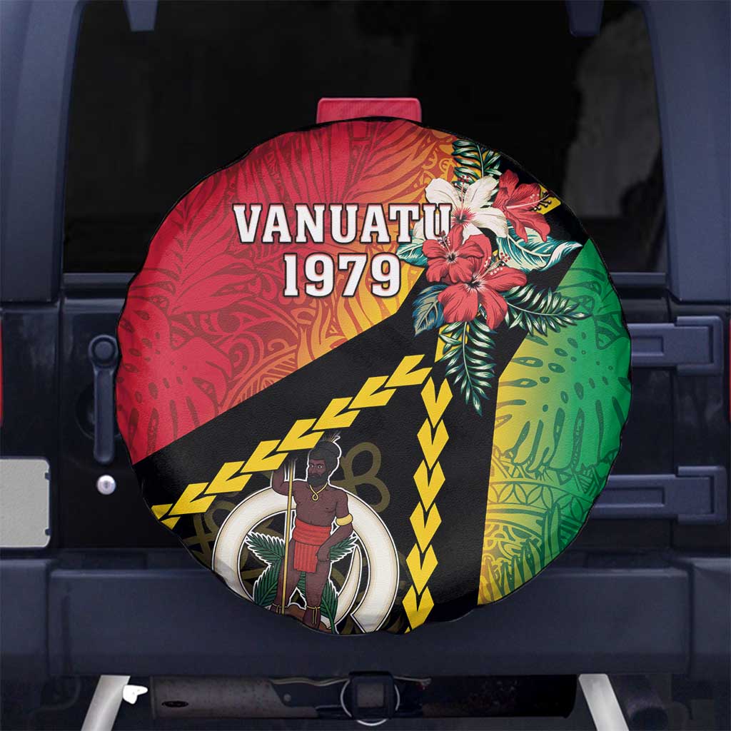 Happy Vanuatu Constitution Day Spare Tire Cover Flag Style With Sand Drawing Pattern