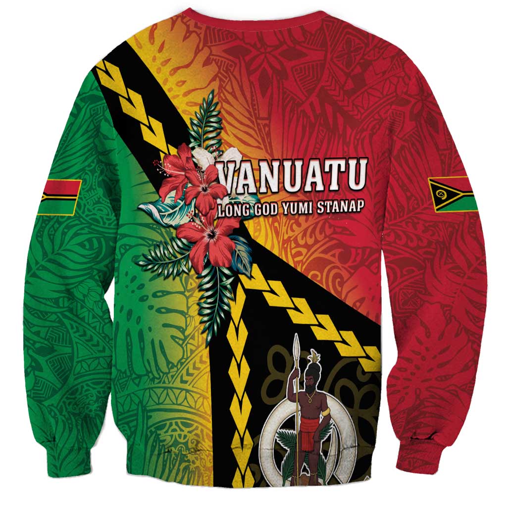 Happy Vanuatu Constitution Day Sweatshirt Flag Style With Sand Drawing Pattern