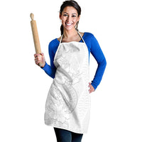 Tokelau White Sunday Apron Elegant Hibiscus Polynesian Tribal Pattern