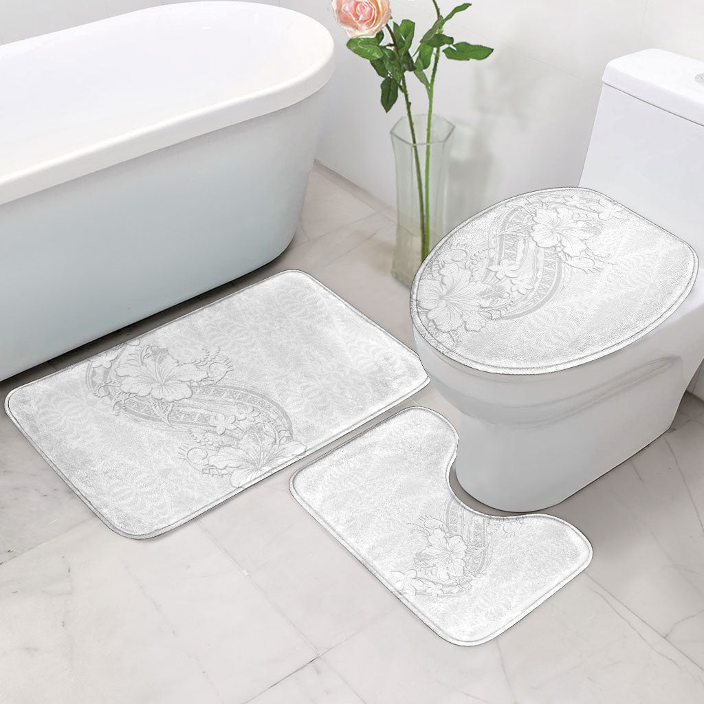 Tokelau White Sunday Bathroom Set Elegant Hibiscus Polynesian Tribal Pattern