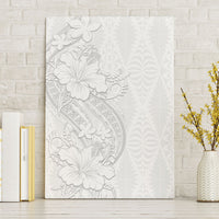 Tokelau White Sunday Canvas Wall Art Elegant Hibiscus Polynesian Tribal Pattern