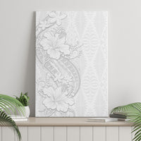 Tokelau White Sunday Canvas Wall Art Elegant Hibiscus Polynesian Tribal Pattern