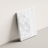 Tokelau White Sunday Canvas Wall Art Elegant Hibiscus Polynesian Tribal Pattern