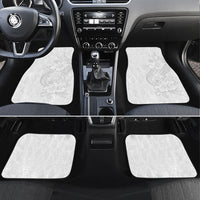 Tokelau White Sunday Car Mats Elegant Hibiscus Polynesian Tribal Pattern