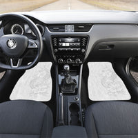 Tokelau White Sunday Car Mats Elegant Hibiscus Polynesian Tribal Pattern