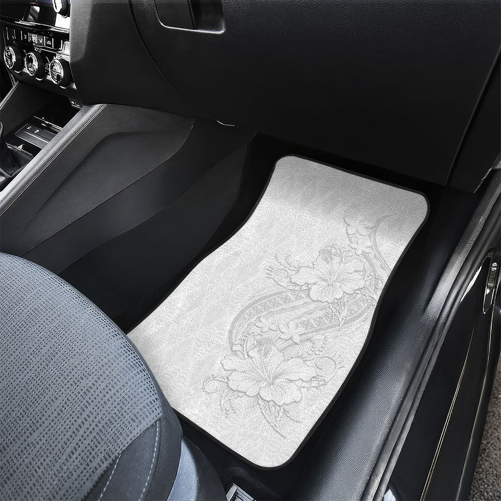 Tokelau White Sunday Car Mats Elegant Hibiscus Polynesian Tribal Pattern