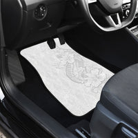 Tokelau White Sunday Car Mats Elegant Hibiscus Polynesian Tribal Pattern