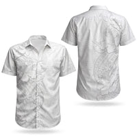 Tokelau White Sunday Couples Matching Off Shoulder Maxi Dress and Hawaiian Shirt Elegant Hibiscus Polynesian Tribal Pattern