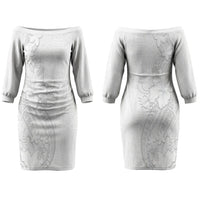 Tokelau White Sunday Couples Matching Off The Shoulder Long Sleeve Dress and Long Sleeve Button Shirt Elegant Hibiscus Polynesian Tribal Pattern