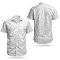 Tokelau White Sunday Couples Matching Short Sleeve Bodycon Dress and Hawaiian Shirt Elegant Hibiscus Polynesian Tribal Pattern