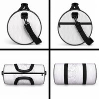Tokelau White Sunday Duffle Bag Elegant Hibiscus Polynesian Tribal Pattern