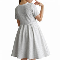 Tokelau White Sunday Kid Short Sleeve Dress Elegant Hibiscus Polynesian Tribal Pattern