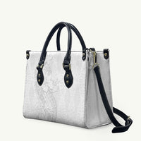 Tokelau White Sunday Leather Bag Elegant Hibiscus Polynesian Tribal Pattern