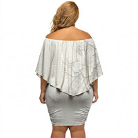 Tokelau White Sunday Off Shoulder Short Dress Elegant Hibiscus Polynesian Tribal Pattern
