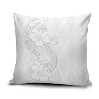 Tokelau White Sunday Pillow Cover Elegant Hibiscus Polynesian Tribal Pattern