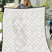 Tokelau White Sunday Quilt Elegant Hibiscus Polynesian Tribal Pattern