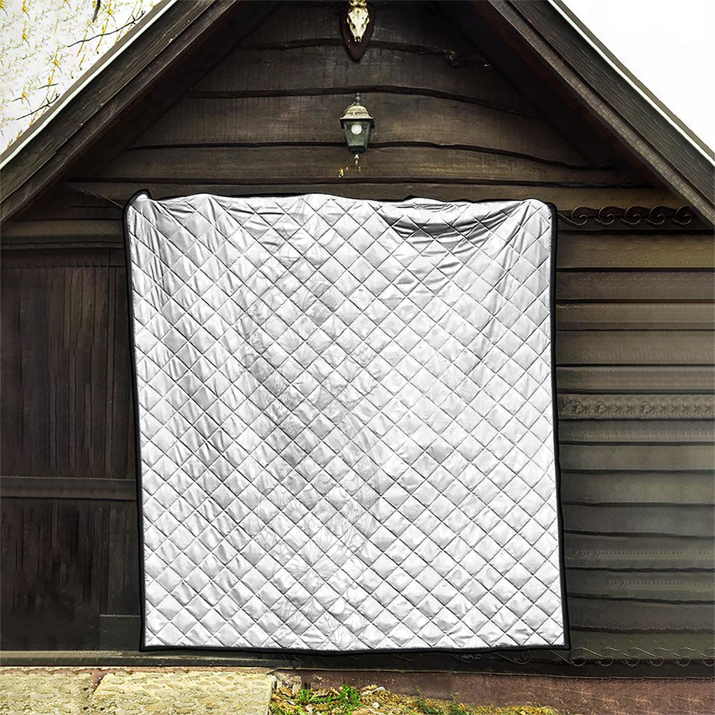 Tokelau White Sunday Quilt Elegant Hibiscus Polynesian Tribal Pattern