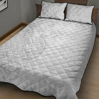 Tokelau White Sunday Quilt Bed Set Elegant Hibiscus Polynesian Tribal Pattern