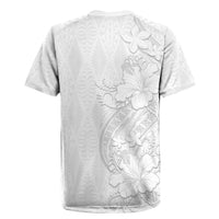 Tokelau White Sunday Rugby Jersey Elegant Hibiscus Polynesian Tribal Pattern